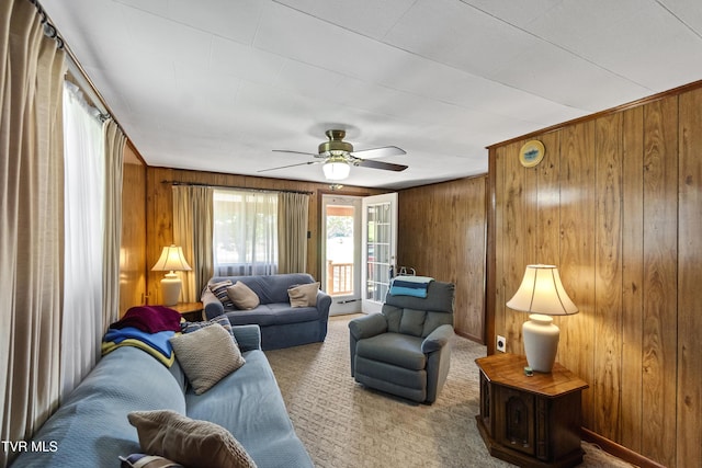 1730 Baileyton Main St, Greeneville, TN 37745 - carpeted living area with wooden walls and a ceiling fan