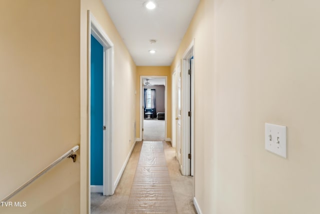 1402 Lake Ridge Sq, Johnson City, TN 37601 - hallway featuring light carpet, baseboards, and recessed lighting