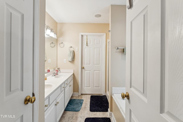 1402 Lake Ridge Sq, Johnson City, TN 37601 - bathroom featuring double vanity, tile patterned floors, and a bath