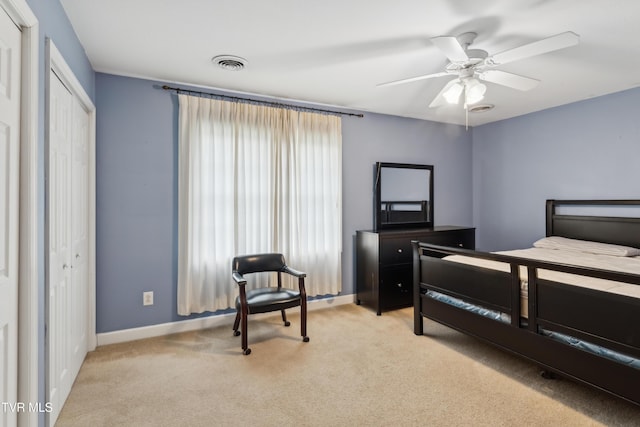 1402 Lake Ridge Sq, Johnson City, TN 37601 - bedroom featuring light colored carpet, baseboards, a closet, and a ceiling fan