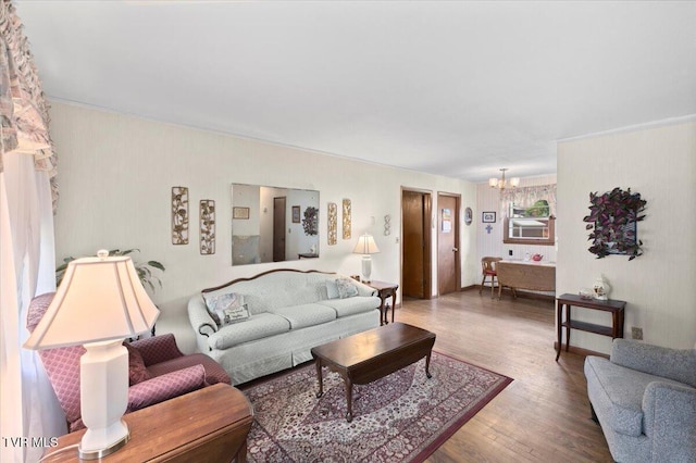 313 Peach Blossom Ct, Johnson City, TN 37604 - living area with wood finished floors and a chandelier