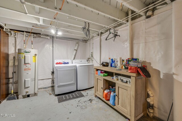2228 Bruce St, Kingsport, TN 37664 - unfinished basement featuring water heater and washer and dryer