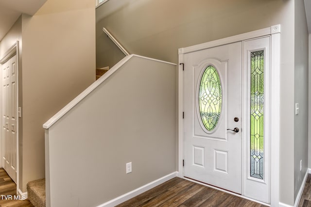5 Loire Ct, Johnson City, TN 37604 - foyer featuring dark wood-style flooring, baseboards, and stairs