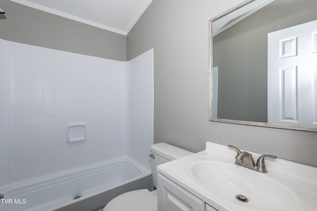 123 Griffin Dr, Dandridge, TN 37725 - bathroom with toilet, a textured ceiling, vanity, and bathtub / shower combination