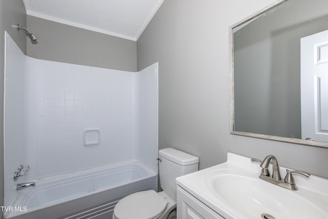 123 Griffin Dr, Dandridge, TN 37725 - bathroom with toilet, tub / shower combination, vanity, and a textured ceiling