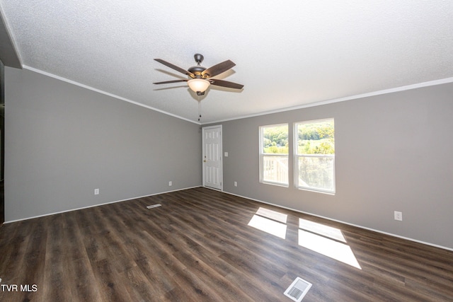 123 Griffin Dr, Dandridge, TN 37725 - empty room with crown molding, a ceiling fan, dark wood finished floors, and baseboards