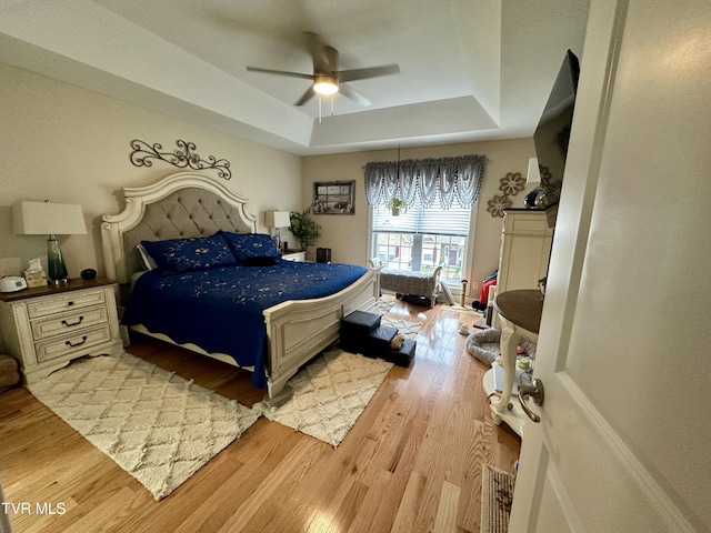 59 Whisper Bnd Unit 0, Johnson City, TN 37604 - bedroom with a tray ceiling, light wood-style floors, and ceiling fan