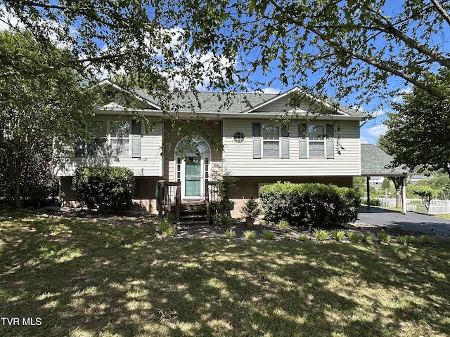 115 Butterfly Ct, Limestone, TN 37681 - split foyer home with a front yard and an attached carport