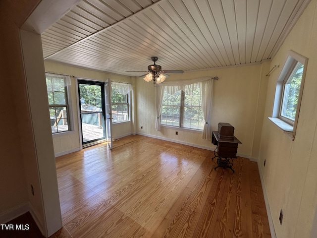 115 Butterfly Ct, Limestone, TN 37681 - unfurnished room featuring wood finished floors, baseboards, wooden ceiling, and ceiling fan