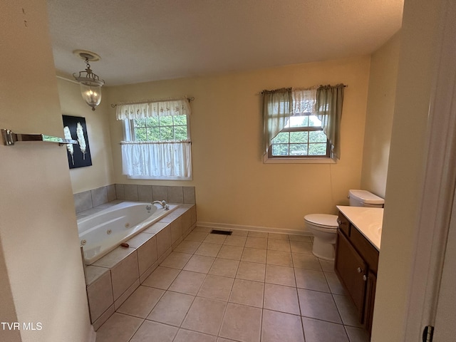 115 Butterfly Ct, Limestone, TN 37681 - bathroom with vanity, a tub with jets, toilet, and tile patterned flooring