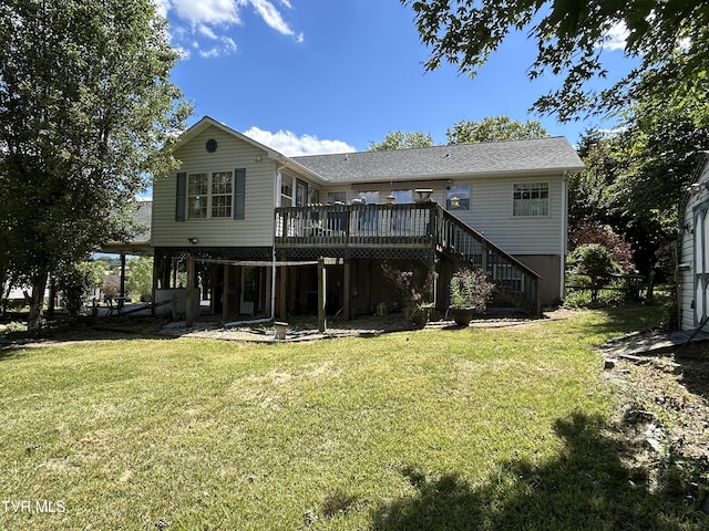 115 Butterfly Ct, Limestone, TN 37681 - rear view of property with a wooden deck, stairs, and a yard