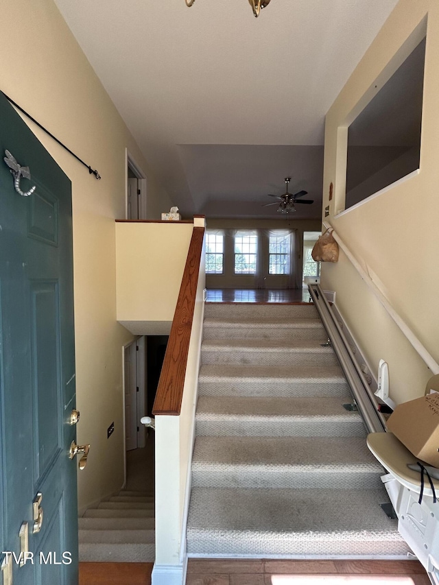 115 Butterfly Ct, Limestone, TN 37681 - stairs with ceiling fan