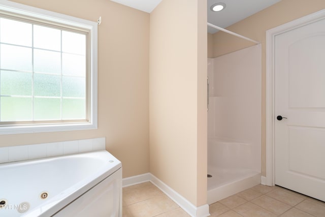 1010 Appaloosa Trl, Johnson City, TN 37604 - full bathroom featuring tile patterned flooring, a shower, a tub with jets, and baseboards