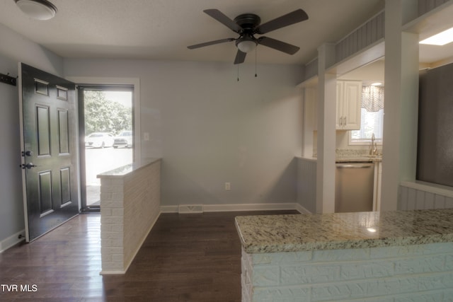 361 Belmont Dr Unit 14, Bristol, TN 37620 - kitchen with dishwasher, dark wood-type flooring, light stone counters, and white cabinets