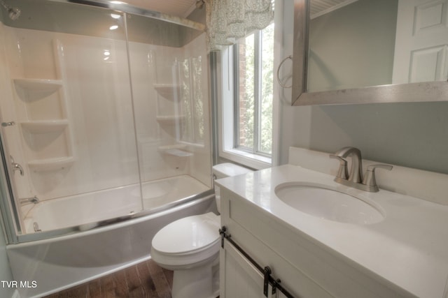 361 Belmont Dr Unit 14, Bristol, TN 37620 - bathroom featuring vanity, wood finished floors, and combined bath / shower with glass door