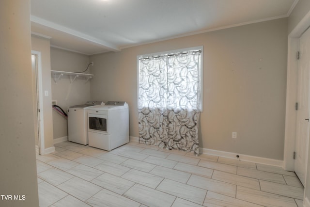 361 Belmont Dr Unit 14, Bristol, TN 37620 - laundry room with washing machine and dryer and crown molding