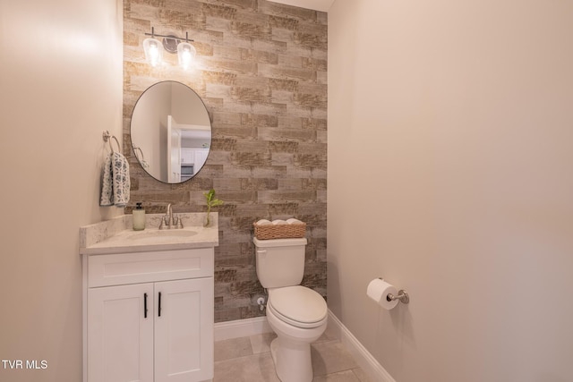 4073 Maize Pl, Piney Flats, TN 37686 - half bathroom featuring vanity, toilet, tile patterned flooring, and baseboards