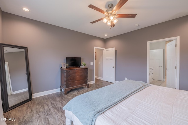 4073 Maize Pl, Piney Flats, TN 37686 - bedroom with baseboards, wood finished floors, recessed lighting, and ceiling fan
