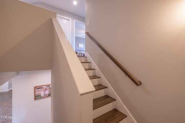 4073 Maize Pl, Piney Flats, TN 37686 - stairs featuring recessed lighting and wood finished floors