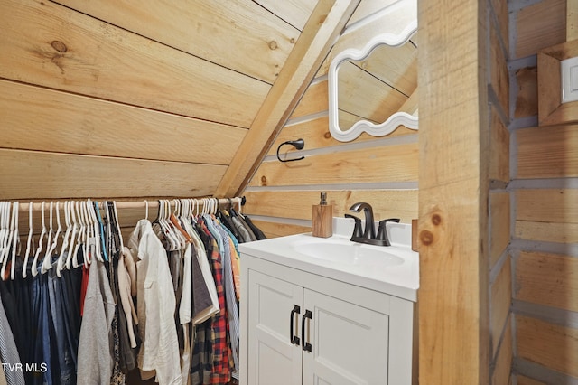 166 Booher Rd, Jonesborough, TN 37659 - bathroom with vanity and wood walls