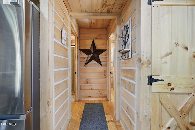 166 Booher Rd, Jonesborough, TN 37659 - entryway with wooden walls, wooden ceiling, hardwood / wood-style floors, and a sauna