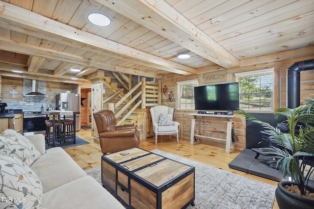 166 Booher Rd, Jonesborough, TN 37659 - living room featuring wooden ceiling with exposed beams and wood finished floors