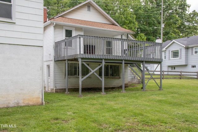1416 E Cedar St, Bristol, TN 37620 - back of property with a deck, stairs, and roof with shingles