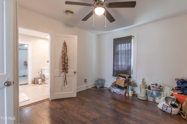 1416 E Cedar St, Bristol, TN 37620 - living area with wood finished floors, ceiling fan, and crown molding