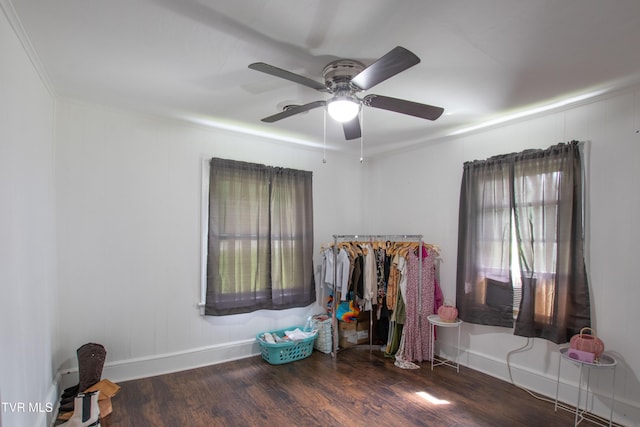 1416 E Cedar St, Bristol, TN 37620 - empty room featuring crown molding, wood finished floors, a ceiling fan, and baseboards