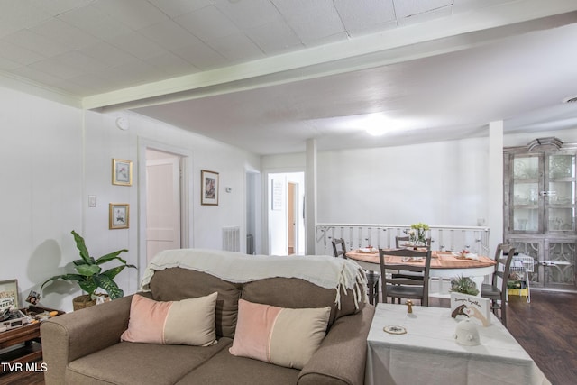 1416 E Cedar St, Bristol, TN 37620 - living room with wood finished floors and beamed ceiling