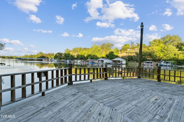 133 Knob Creek Dock Rd, Johnson City, TN 37601 - wooden terrace featuring a water view and view of scattered trees