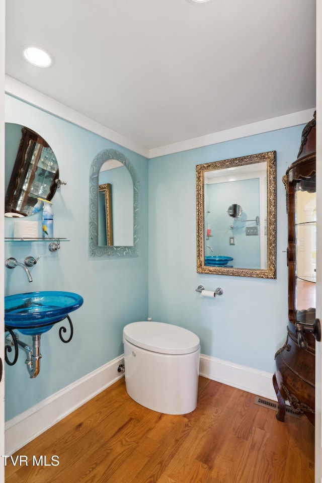 133 Knob Creek Dock Rd, Johnson City, TN 37601 - half bath with toilet, wood finished floors, baseboards, and a sink
