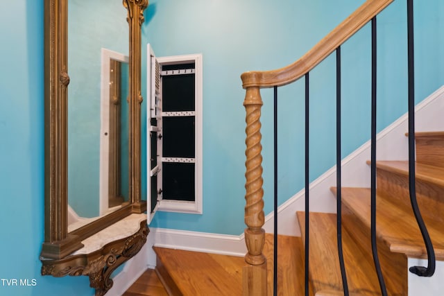 133 Knob Creek Dock Rd, Johnson City, TN 37601 - stairway featuring wood finished floors and baseboards