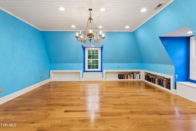 133 Knob Creek Dock Rd, Johnson City, TN 37601 - unfurnished dining area featuring recessed lighting, a chandelier, wood finished floors, baseboards, and crown molding