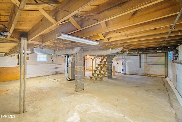 1002 Massachusetts Ave, Bristol, VA 24201 - basement with electric water heater, stairs, and water heater