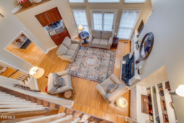 117 Quail Heights Ct, Kingsport, TN 37663 - living area with wood finished floors, a high ceiling, and baseboards