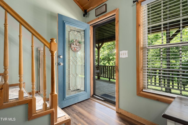 122 Spring Hollow Ln, Jonesborough, TN 37659 - entryway with wood finished floors, stairway, and baseboards