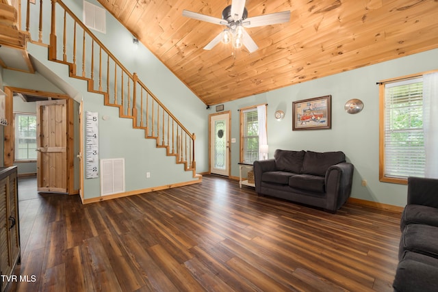 122 Spring Hollow Ln, Jonesborough, TN 37659 - living room with wood finished floors, stairs, vaulted ceiling, healthy amount of natural light, and baseboards