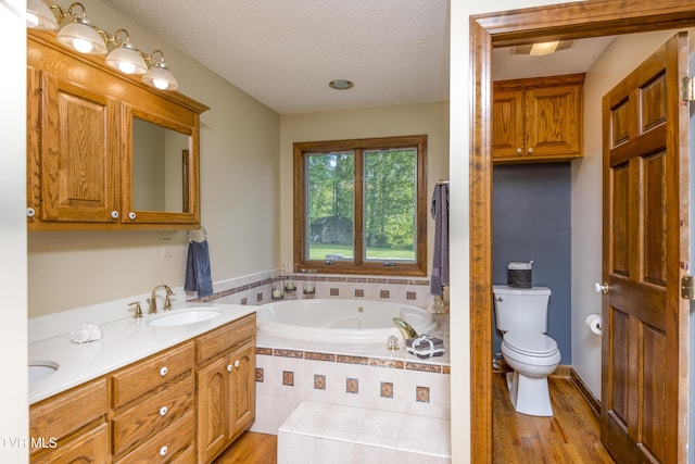14346 White Top Vw, Abingdon, VA 24210 - full bath with a garden tub, wood finished floors, double vanity, toilet, and a textured ceiling