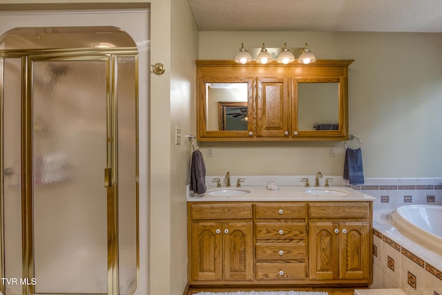 14346 White Top Vw, Abingdon, VA 24210 - full bath with a shower stall, a bath, double vanity, and a textured ceiling