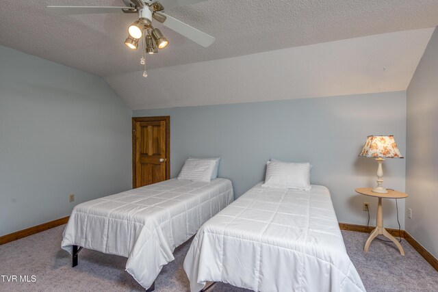 14346 White Top Vw, Abingdon, VA 24210 - carpeted bedroom featuring lofted ceiling, baseboards, a textured ceiling, and ceiling fan