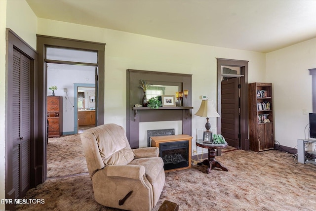 2170 Lone Mountain Rd, Tazewell, TN 37879 - carpeted living area featuring a fireplace