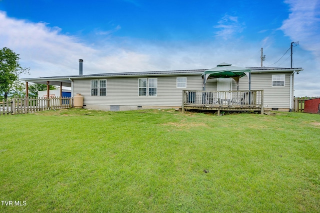 1734 Clear Springs Rd, Limestone, TN 37681 - rear view of property with crawl space and a wooden deck