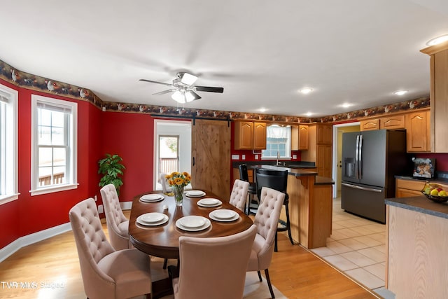 2361 Old Stage Rd, Afton, TN 37616 - dining space featuring healthy amount of natural light, ceiling fan, and light wood-style flooring