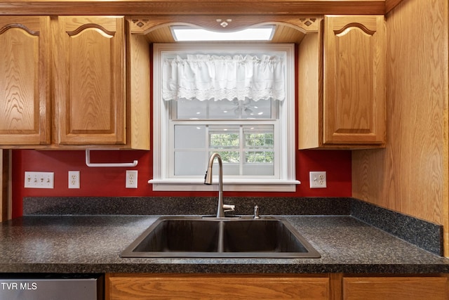 2361 Old Stage Rd, Afton, TN 37616 - kitchen with a sink, dark countertops, and dishwasher