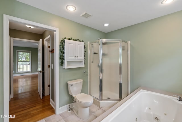 2361 Old Stage Rd, Afton, TN 37616 - full bath featuring toilet, a shower stall, a jetted tub, baseboards, and recessed lighting