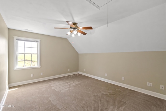 2361 Old Stage Rd, Afton, TN 37616 - bonus room featuring attic access, carpet, ceiling fan, baseboards, and lofted ceiling