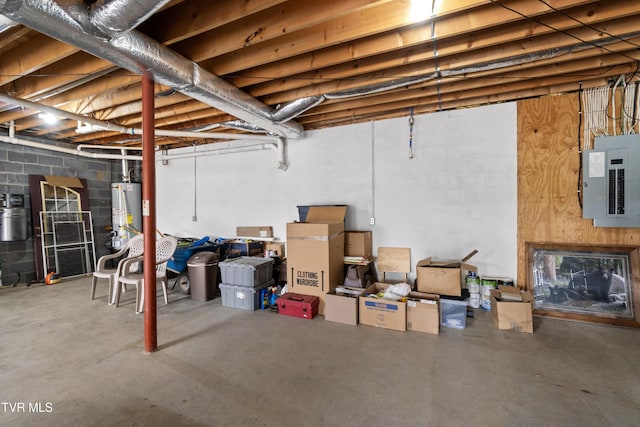 2361 Old Stage Rd, Afton, TN 37616 - unfinished basement with electric panel, gas water heater, and a central vacuum unit