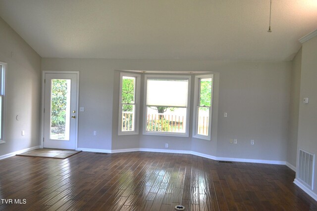 290 Kinchloe Mill Rd, Jonesborough, TN 37659 - spare room with dark wood-type flooring, lofted ceiling, and baseboards