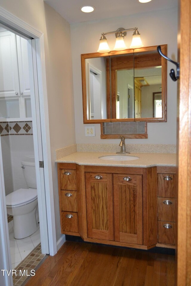290 Kinchloe Mill Rd, Jonesborough, TN 37659 - bathroom with toilet, vanity, and wood finished floors